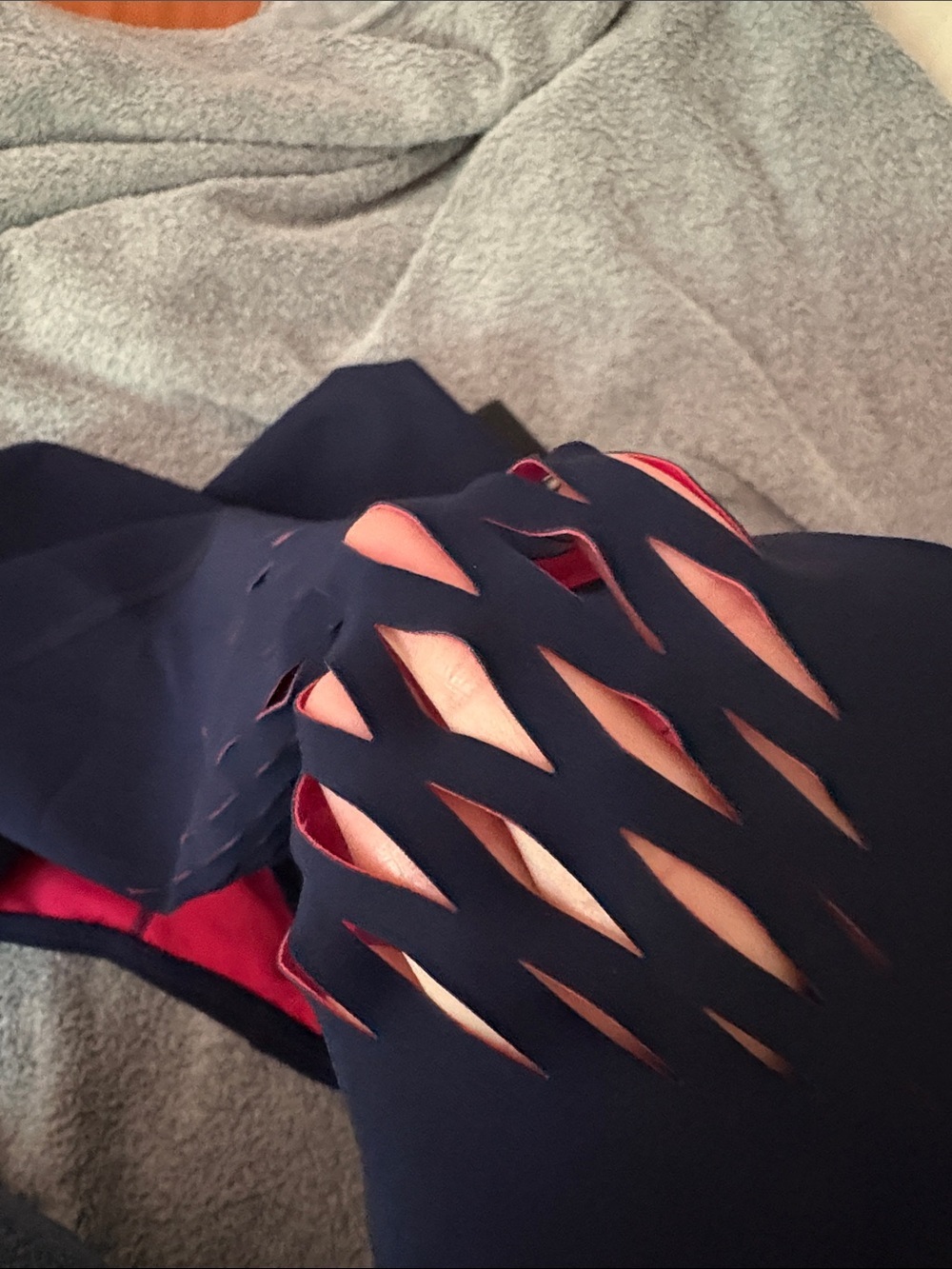 NWT Dion Lee X Carbon38 One Piece Swimsuit/Bodysuit Medium Navy Blue Pink - Picture 9 of 9